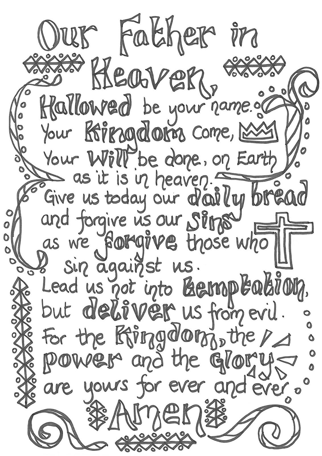 Free Printable Lord's Prayer Coloring Pages Free Printable A to Z