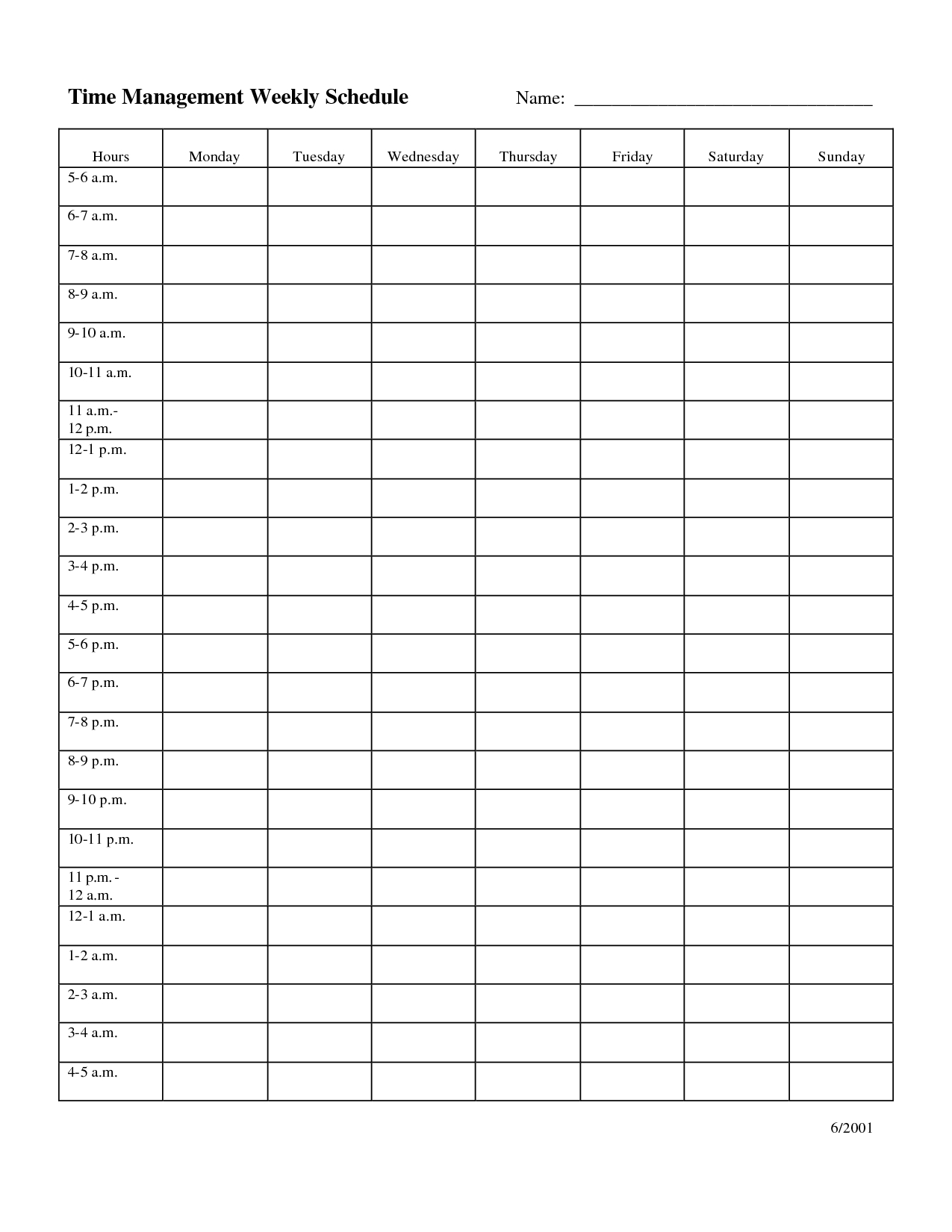 Time Hedule Template Project Plan Excel Free Download Planner - Time Management Forms Free Printable
