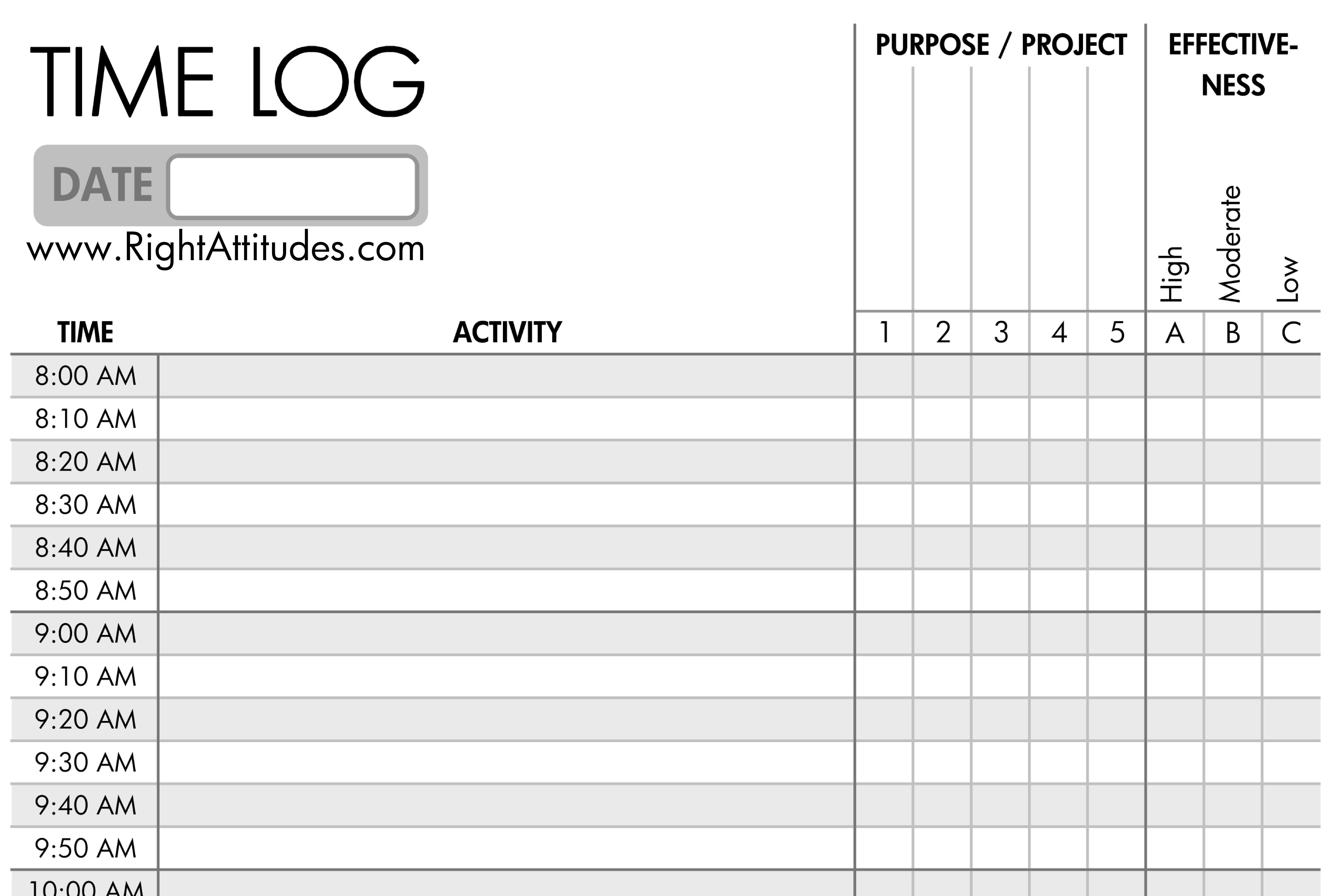 Time Management #2] Time Logging: Log Where Your Time Actually Goes - Time Management Forms Free Printable