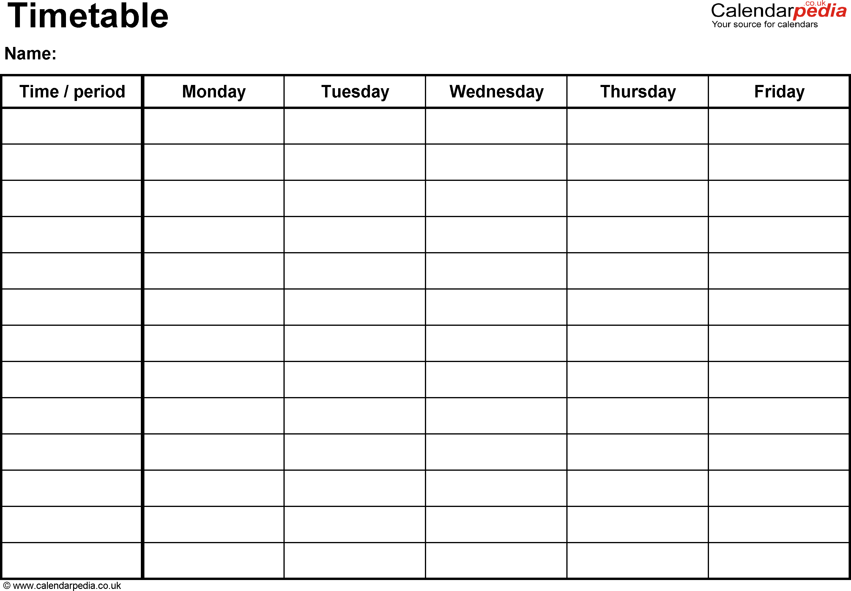 Timetable Templates For Microsoft Word - Free And Printable - Free Printable Blank Weekly Schedule