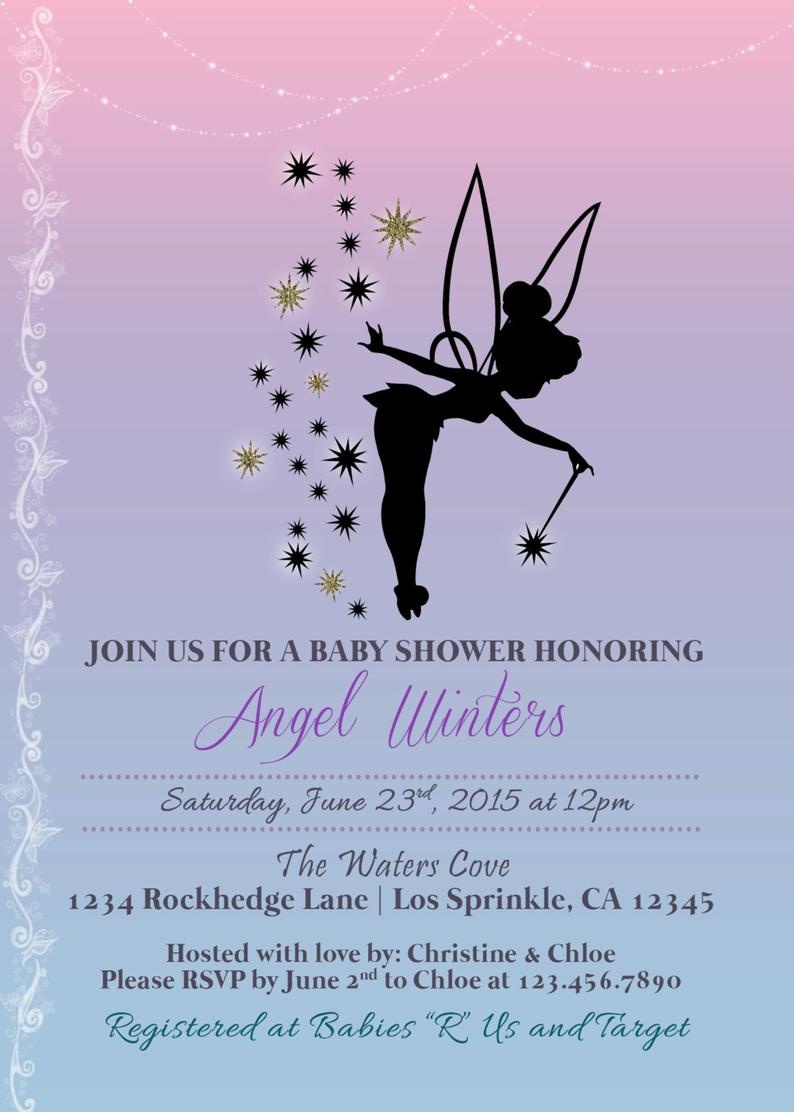 Tinkerbell Inspired Baby Shower Invitation Printable Baby | Etsy - Free Printable Tinkerbell Baby Shower Invitations
