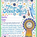 Tooth Fairy Certificate: Award For Losing Your Fourth Tooth   Free Printable Tooth Fairy Certificate