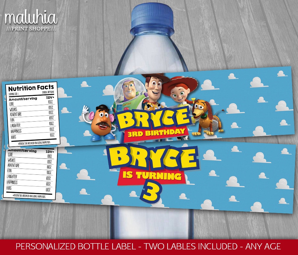 Toy Story Water Bottle Label Personalized Disney Toy Story | Etsy - Free Printable Toy Story Water Bottle Labels