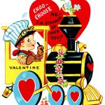 Train Valentine, Vintage Valentine Clip Art, Boy Engineer Driving   Free Printable Vintage Valentine Clip Art