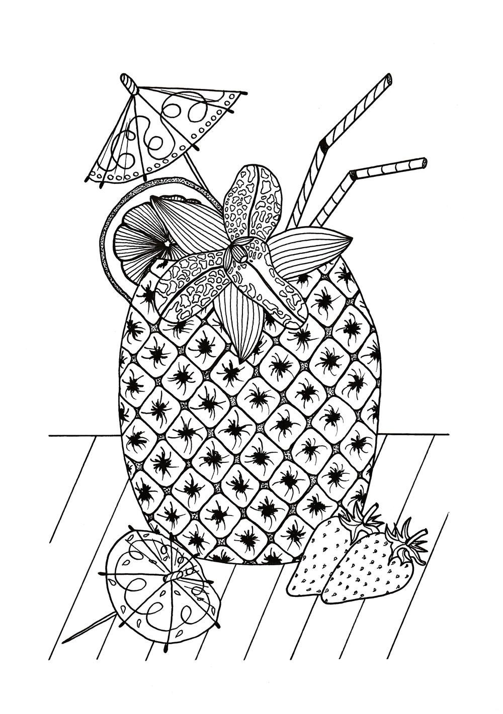 Tropical Island Cocktail Coloring Page | Free Adult Coloring Book - Free Printable Summer Coloring Pages For Adults