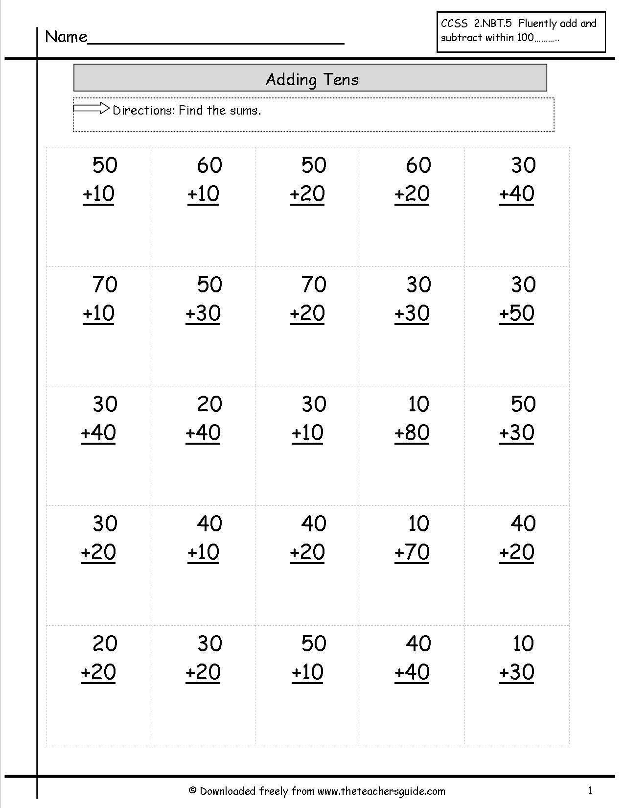 Two Digit Addition Worksheets From The Teacher&amp;#039;s Guide - Free Printable Two Digit Addition Worksheets
