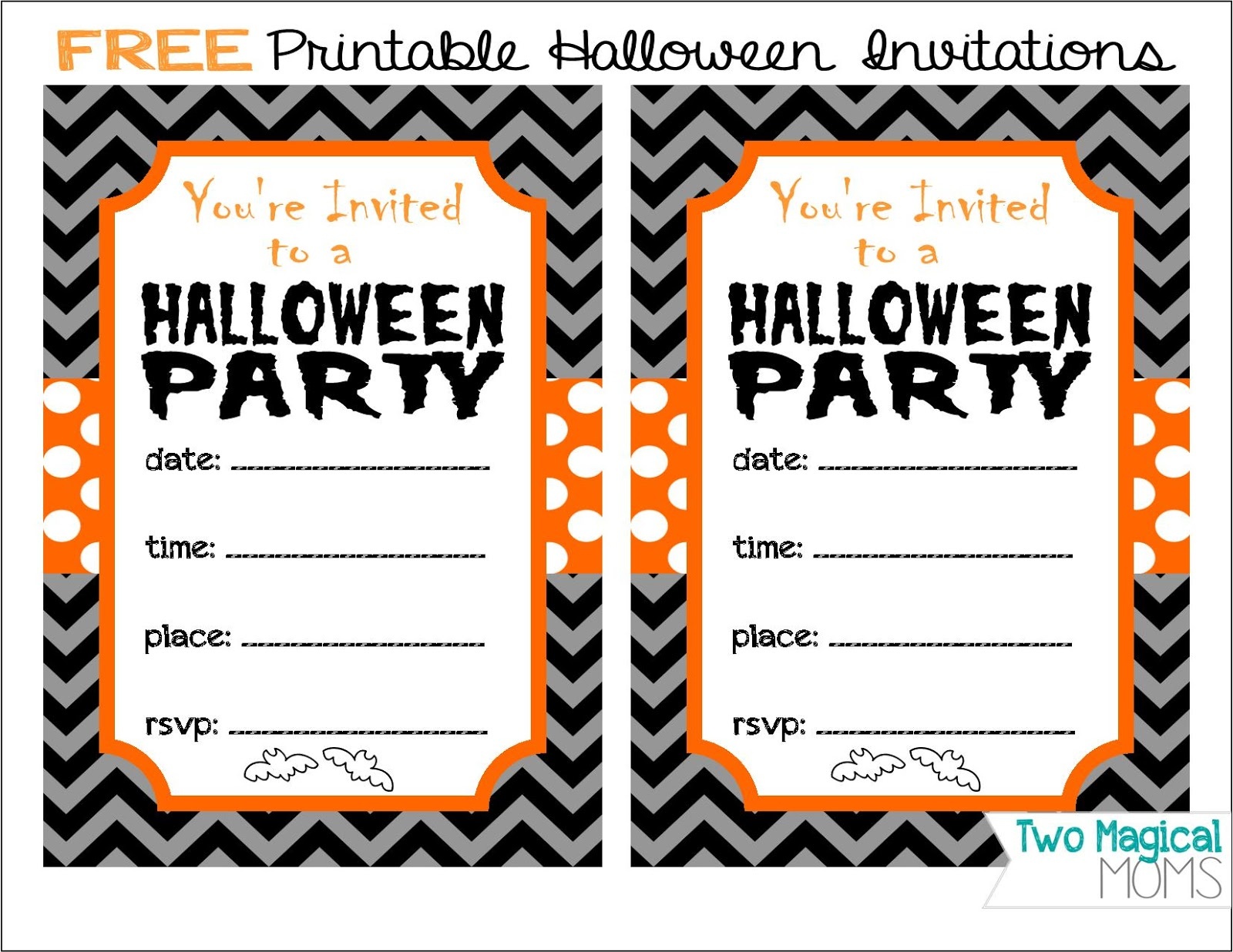 Two Magical Moms: Free Printable Halloween Invitations - Free Printable Halloween Place Cards