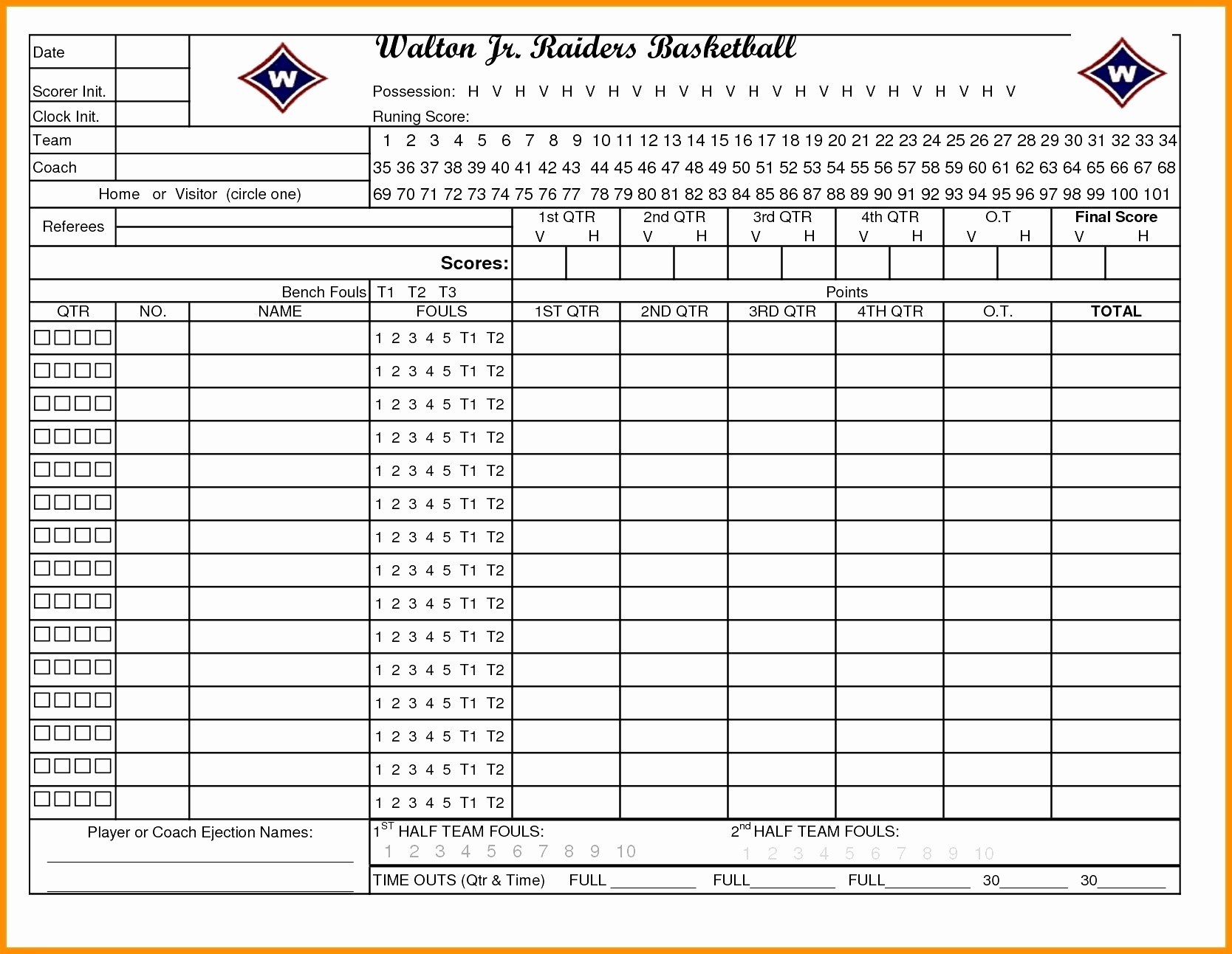 Free Printable Baseball Runs Stats Template