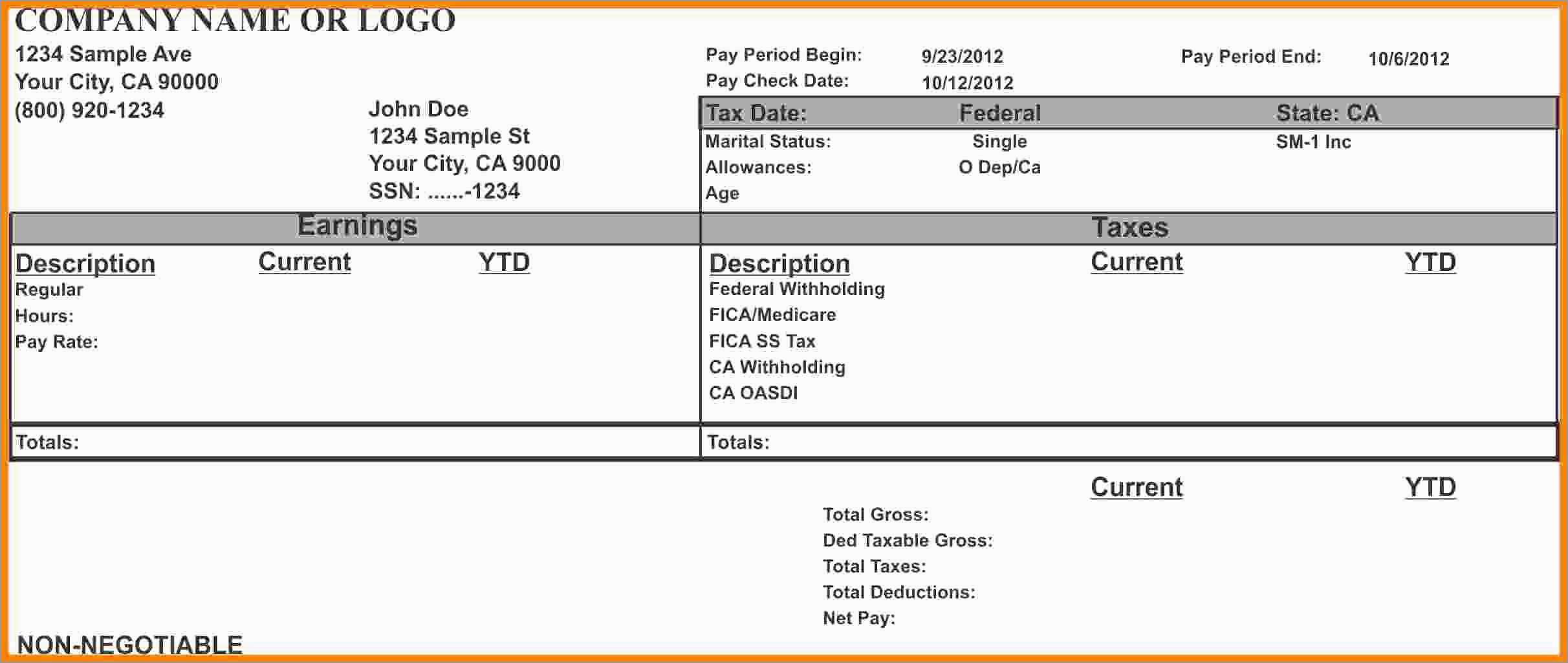 Unique Free Pay Stub Template Download | Best Of Template - Free Printable Check Stubs Download