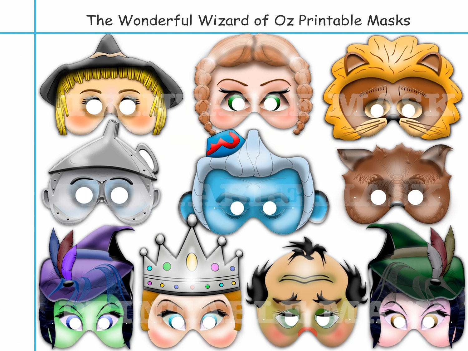 Unique Wizard Of Oz Printable Maskselements Oz Party | Etsy - Free Printable Wizard Of Oz Masks
