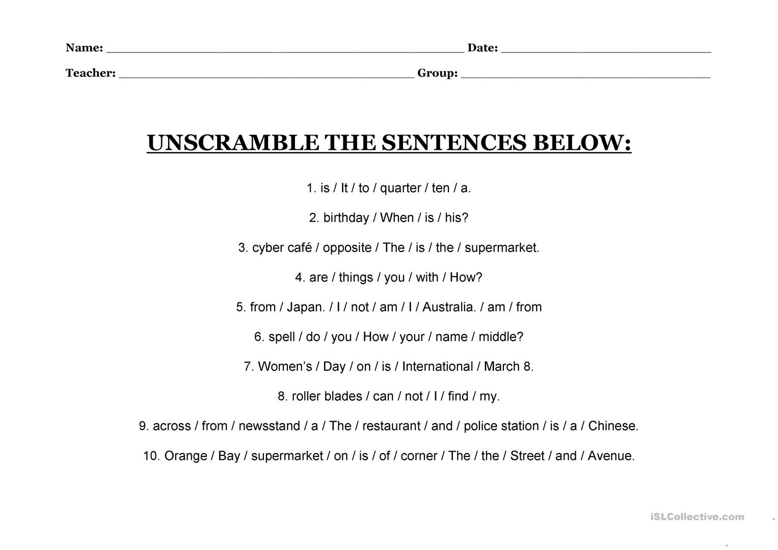 Free Printable Scrambled Sentences Worksheets Free Printable A To Z