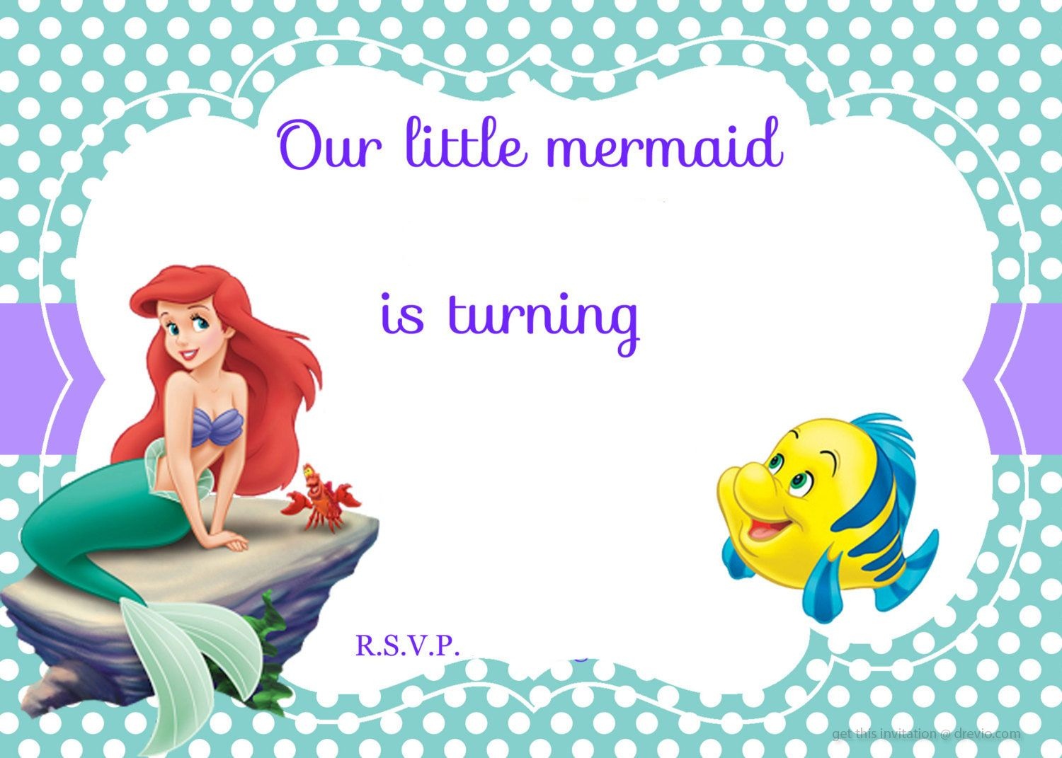 Updated! Free Printable Ariel The Little Mermaid Invitation Template - Mermaid Birthday Invitations Free Printable