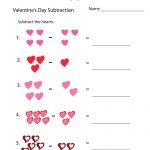 Valentine's Worksheets Free | Valentine's Day Subtraction Worksheet   Free Printable Preschool Valentine Worksheets