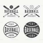 Vintage Baseball Logos, Emblems, Badges And Design Elements. Vector   Free Printable Baseball Logos