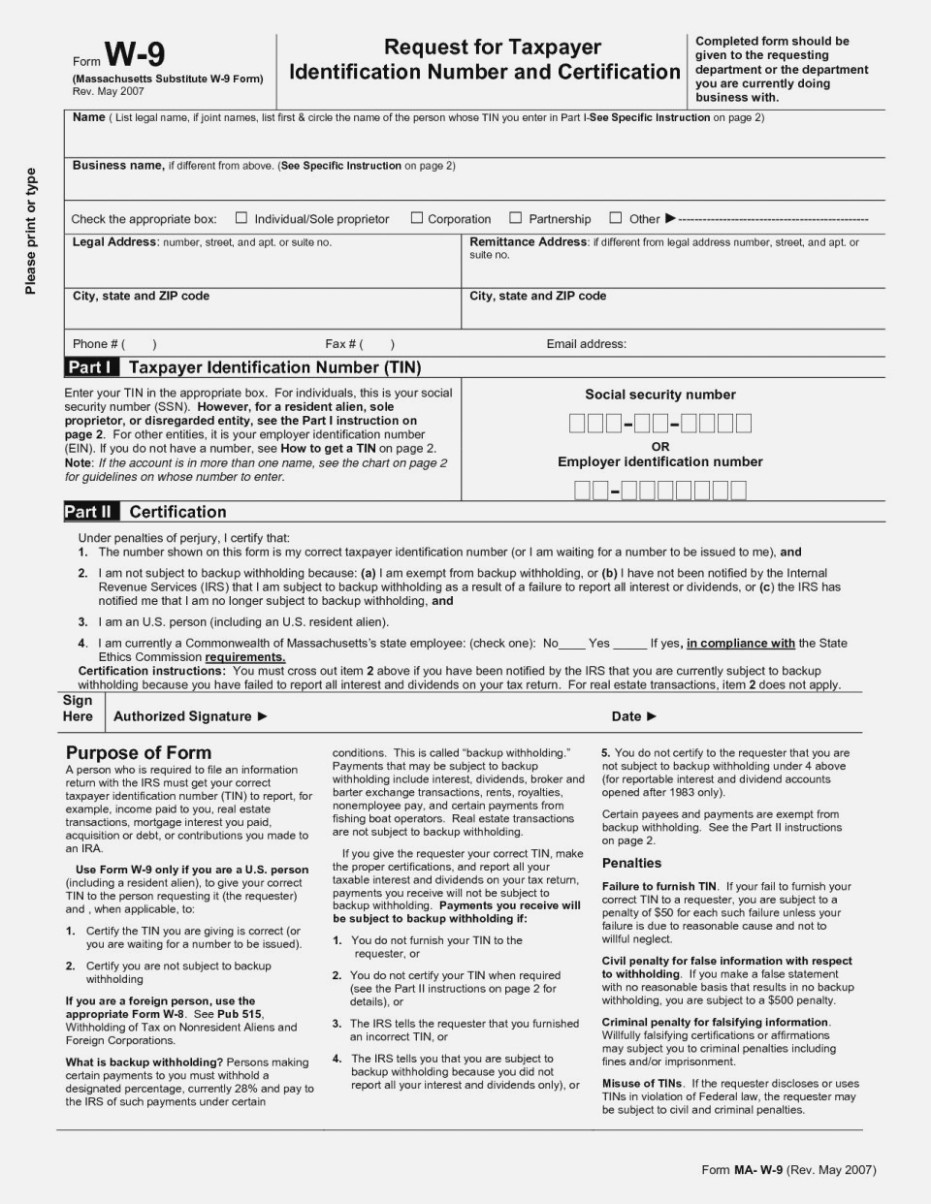 W14 Form Ma 14 Athiy Khudothiharborcity Co Blank W 14 Nj Printable - Free Printable W9