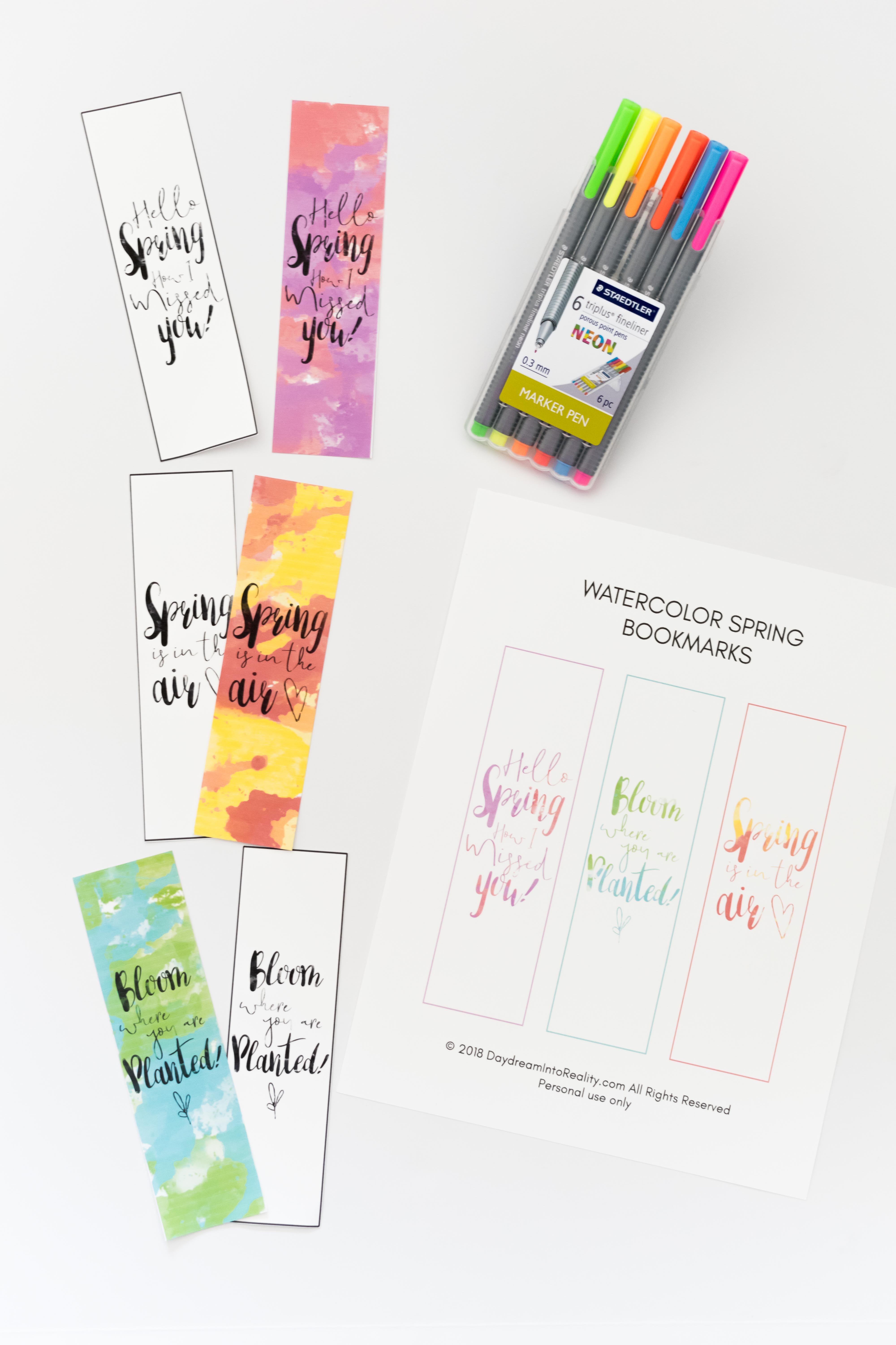 Watercolor Spring Bookmarks Free Printable - Free Printable Spring Bookmarks