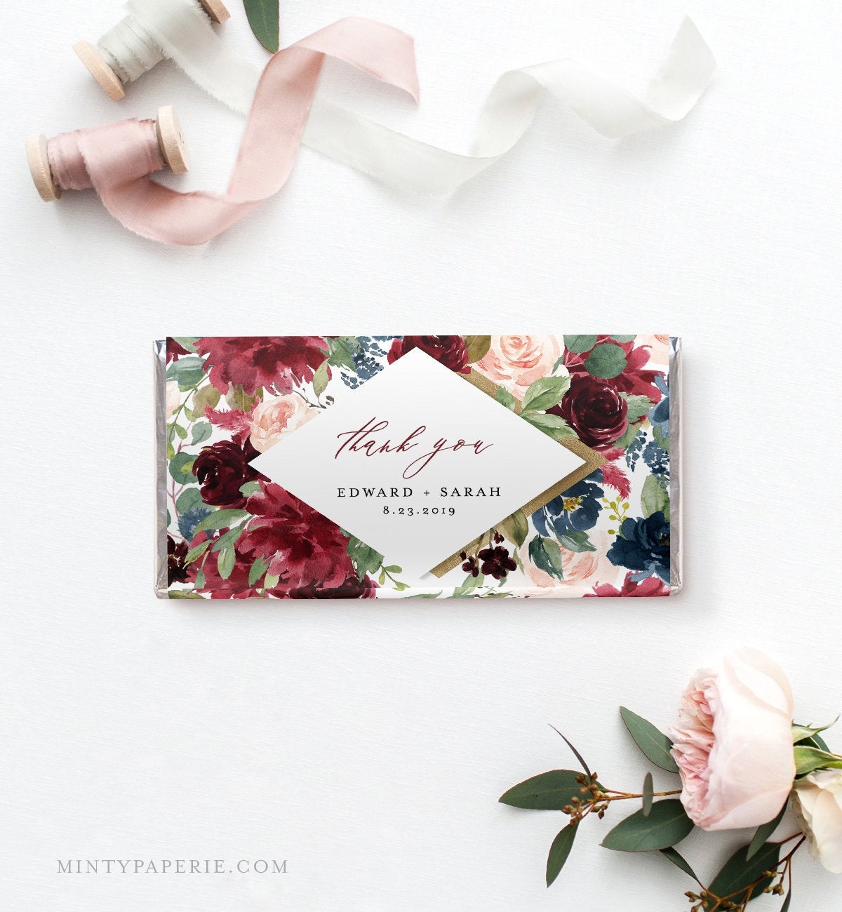 Wedding Chocolate Bar Wrapper Template, Printable Bridal Shower - Free Printable Candy Bar Wrappers For Bridal Shower