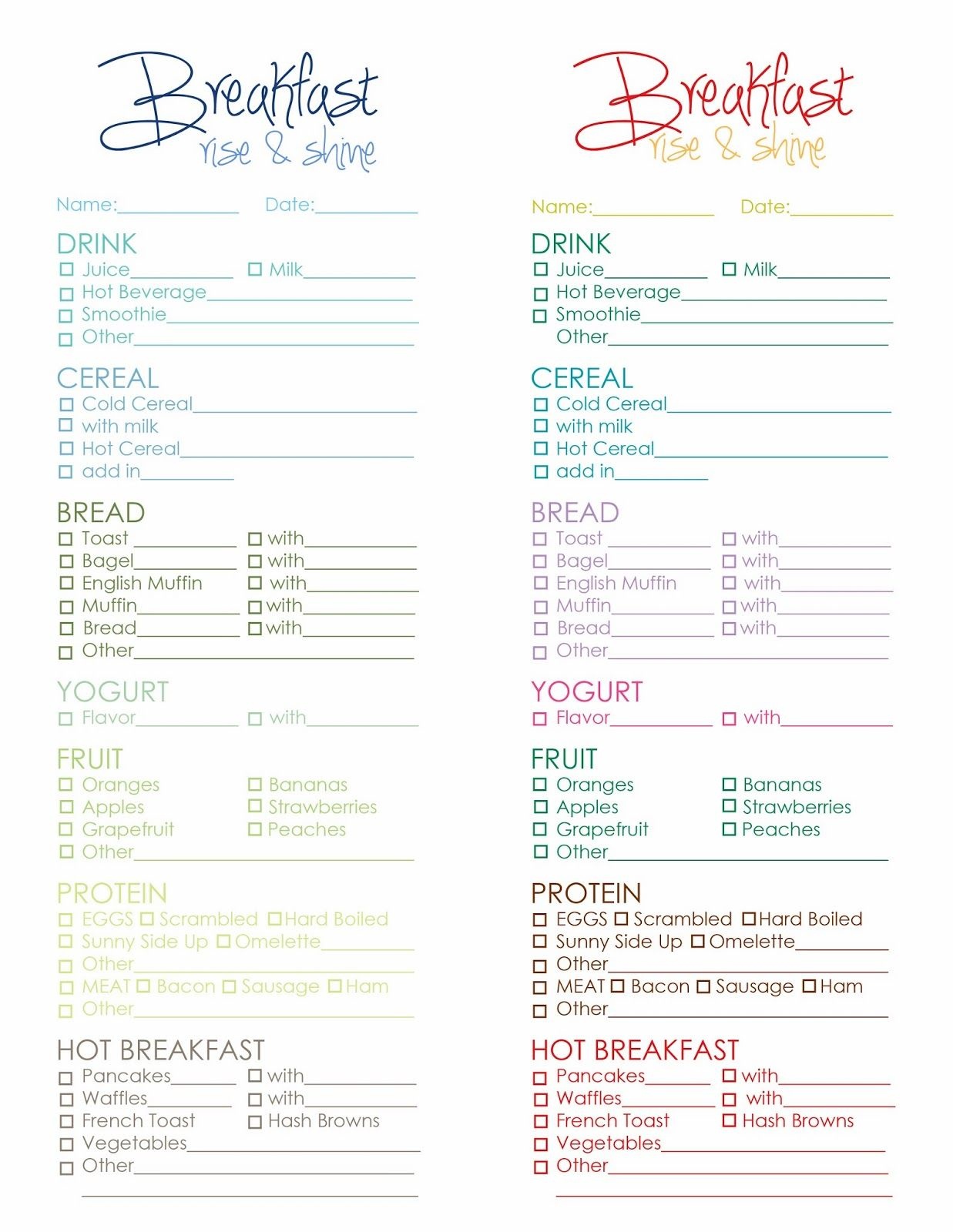 What&amp;#039;s For Breakfast? A Free Printable Menu That Gives Your Kids - Create A Menu Free Printable