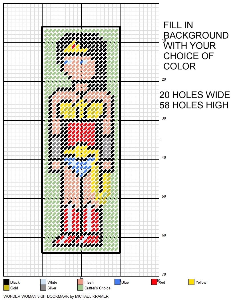 Wonder Woman 8-Bit Bookmark Plastic Canvas Patternmichael Kramer - Free Printable Plastic Canvas Patterns Bookmarks