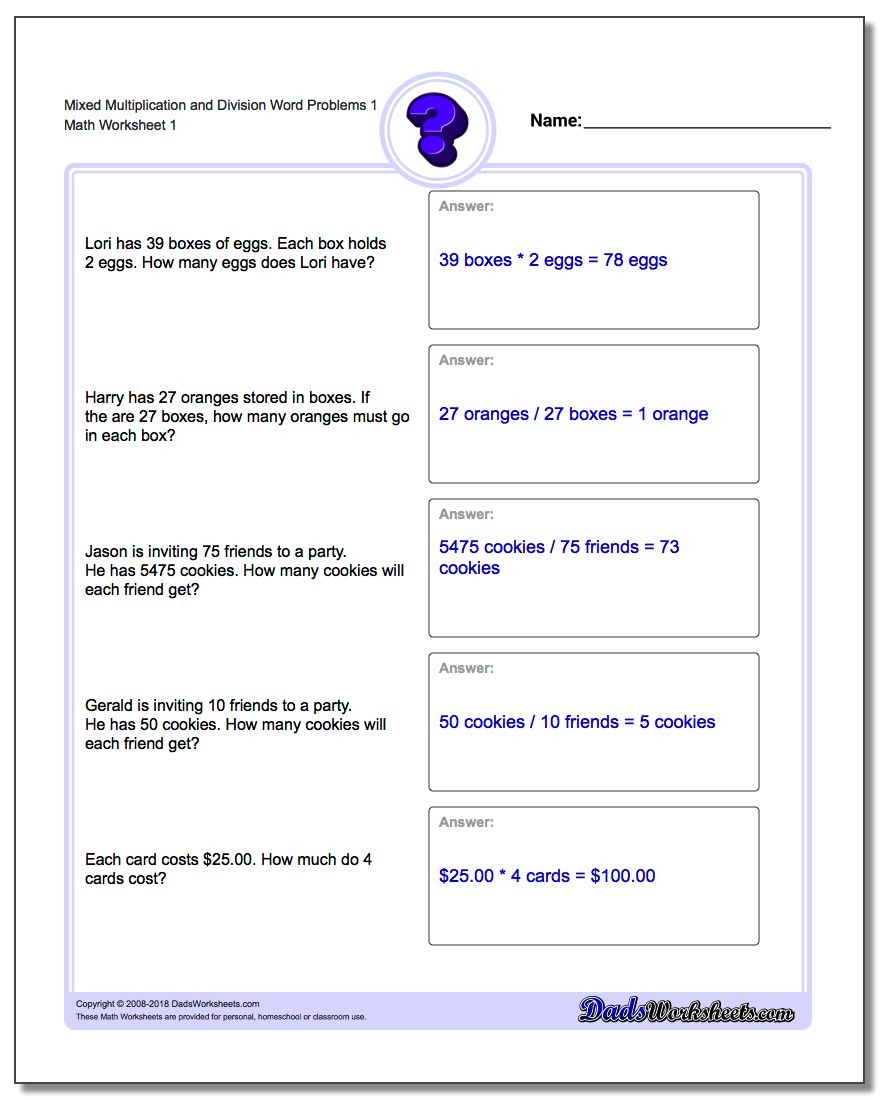 Word Problems - Free Printable Word Problems 2Nd Grade