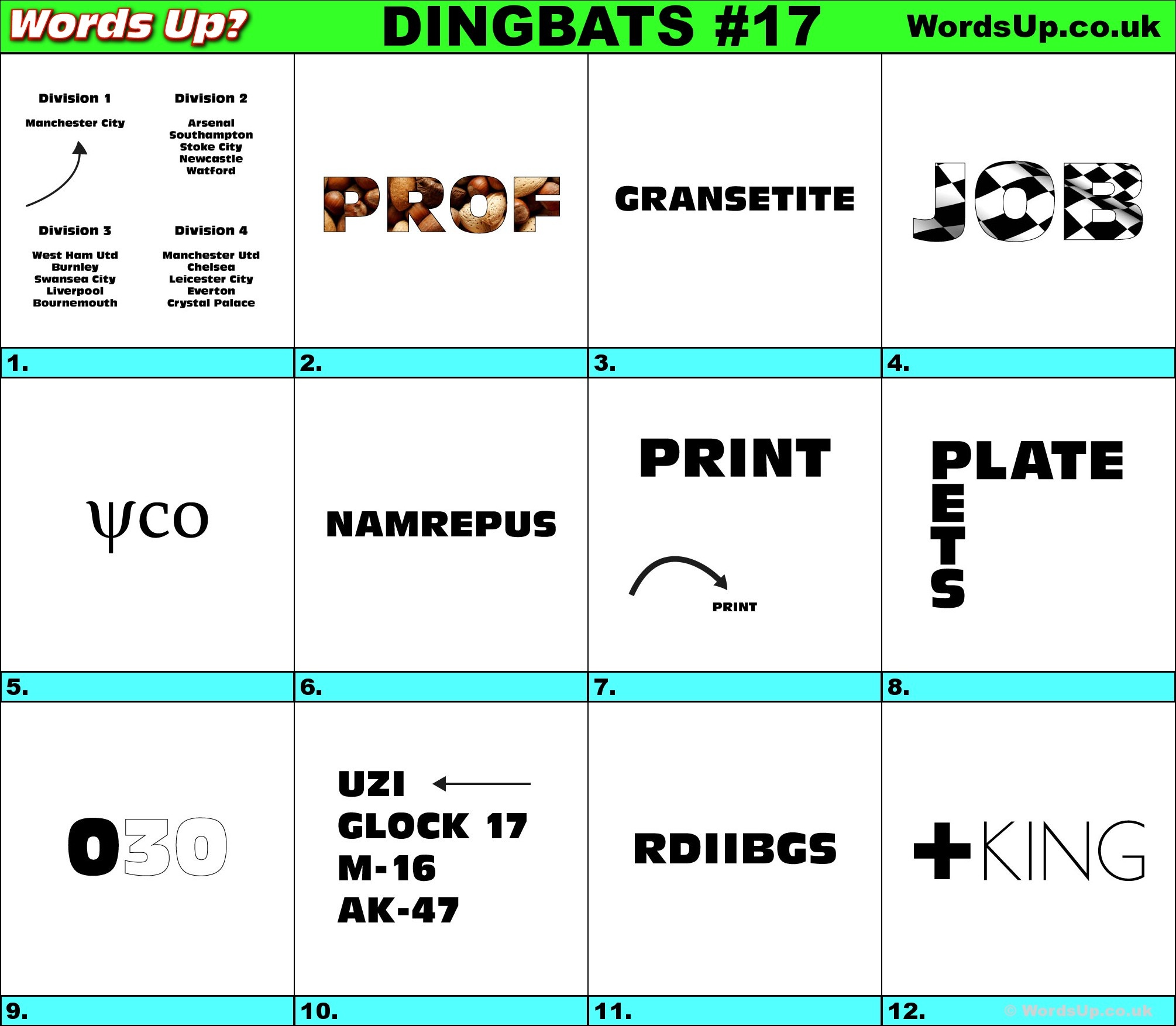 Words Up? Dingbat Puzzles - Free Printable Dingbats Puzzles