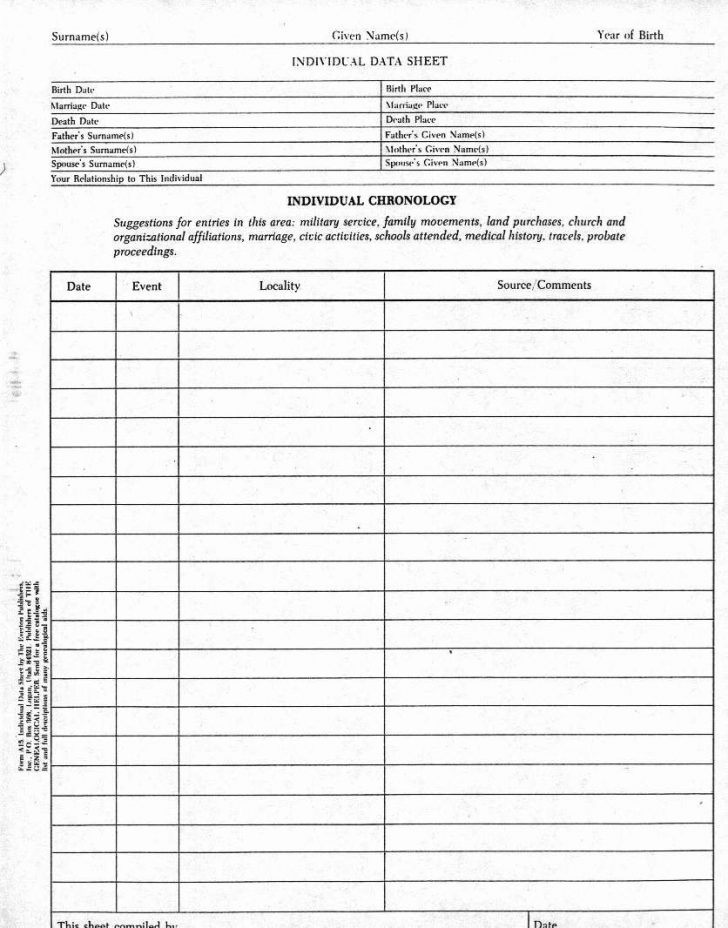 Free Printable Genealogy Worksheets