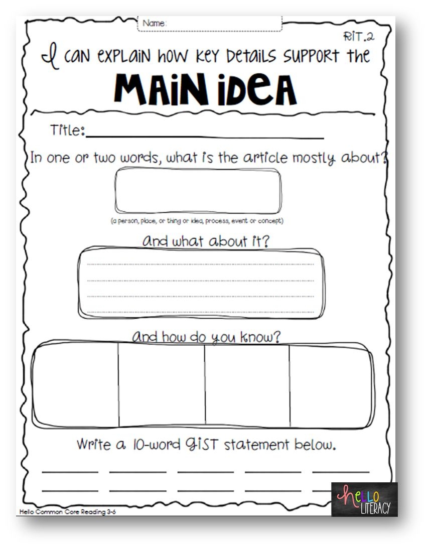 Main Idea Worksheets Main Idea Details And Summary Worksheet Free