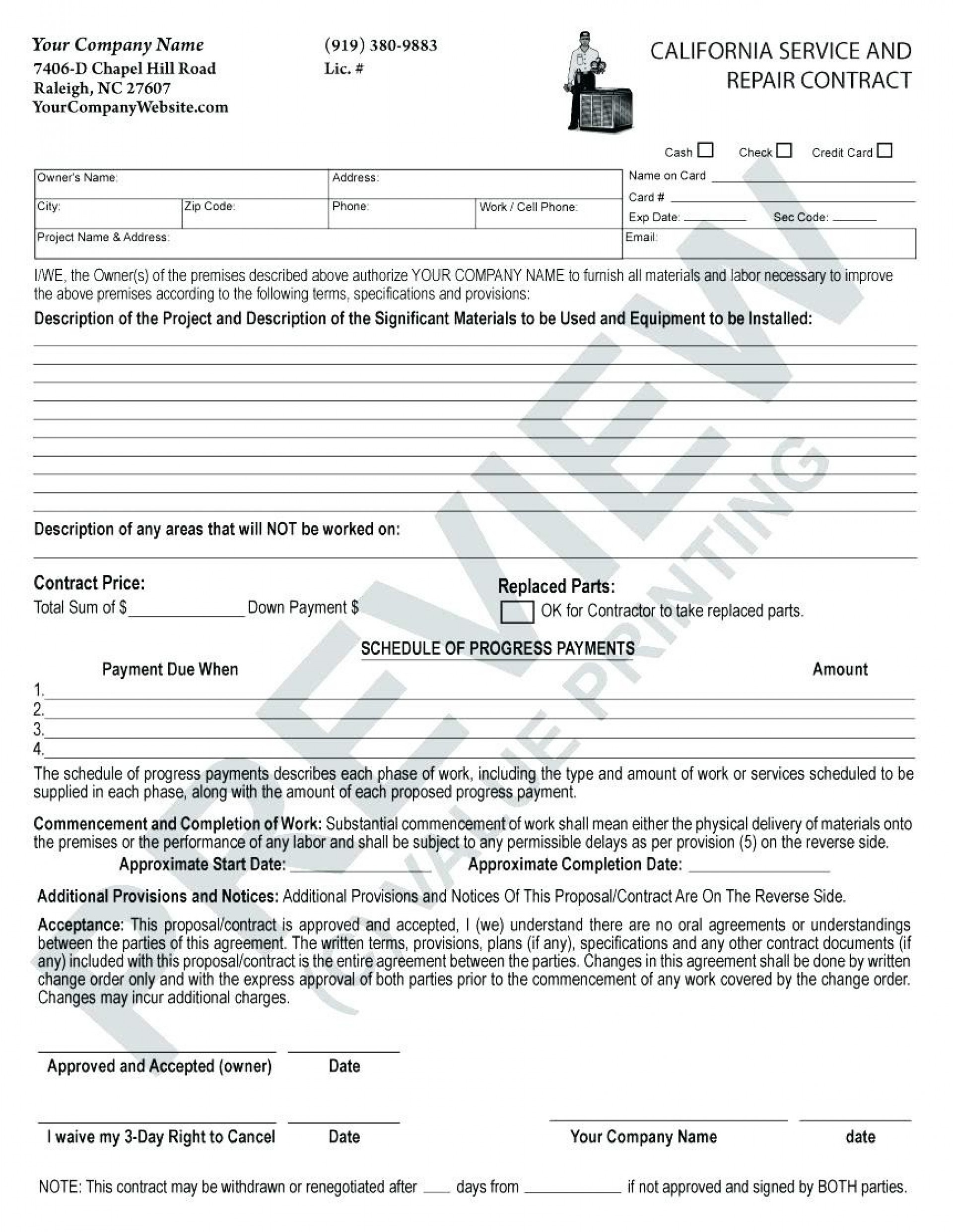 020 Hvac Service Contractate Maintenance Agreement Forms Free - Free Printable Documents