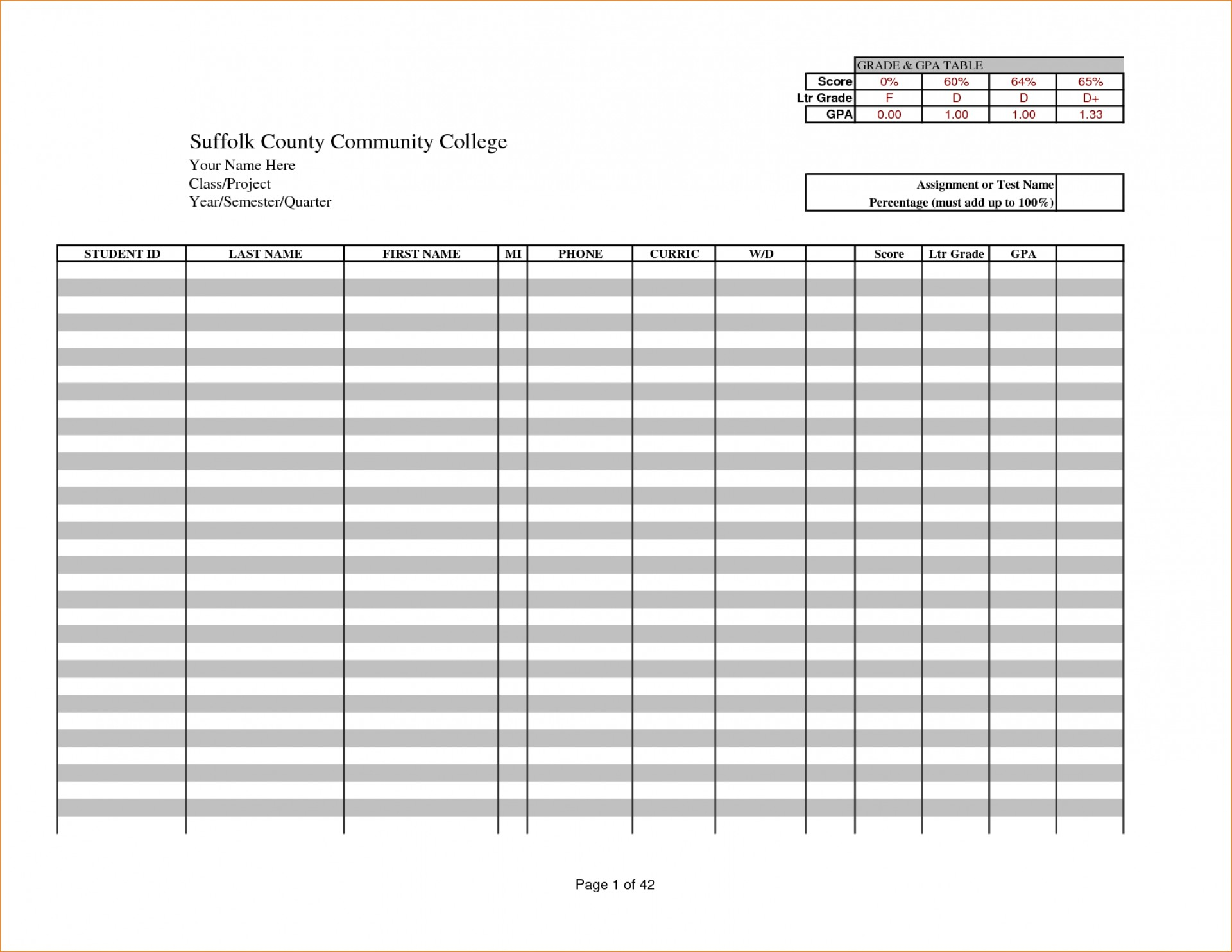 025 Teacher Grade Book Template Ideas Free Excel Gradebook 3605 - Free Printable Gradebook