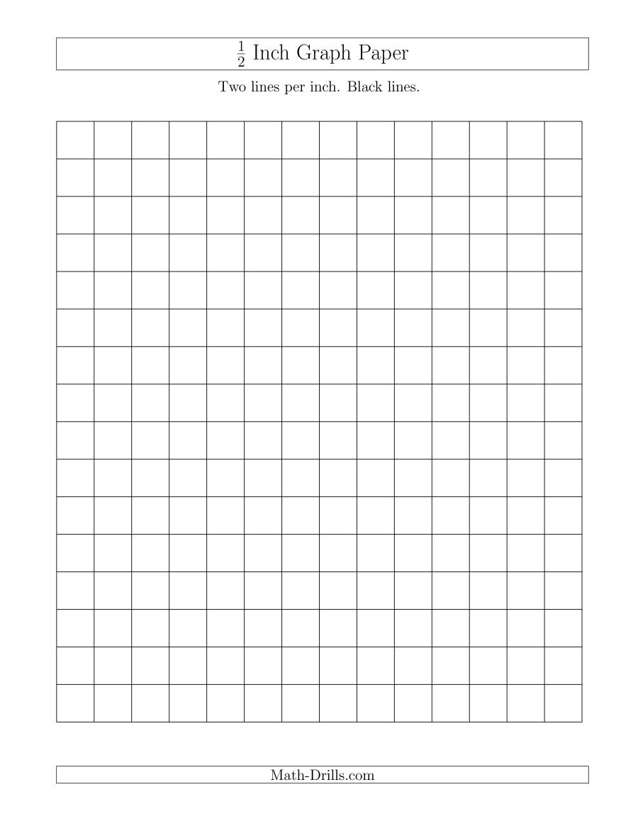 1/2 Inch Graph Paper With Black Lines (A) - Half Inch Grid Paper Free Printable