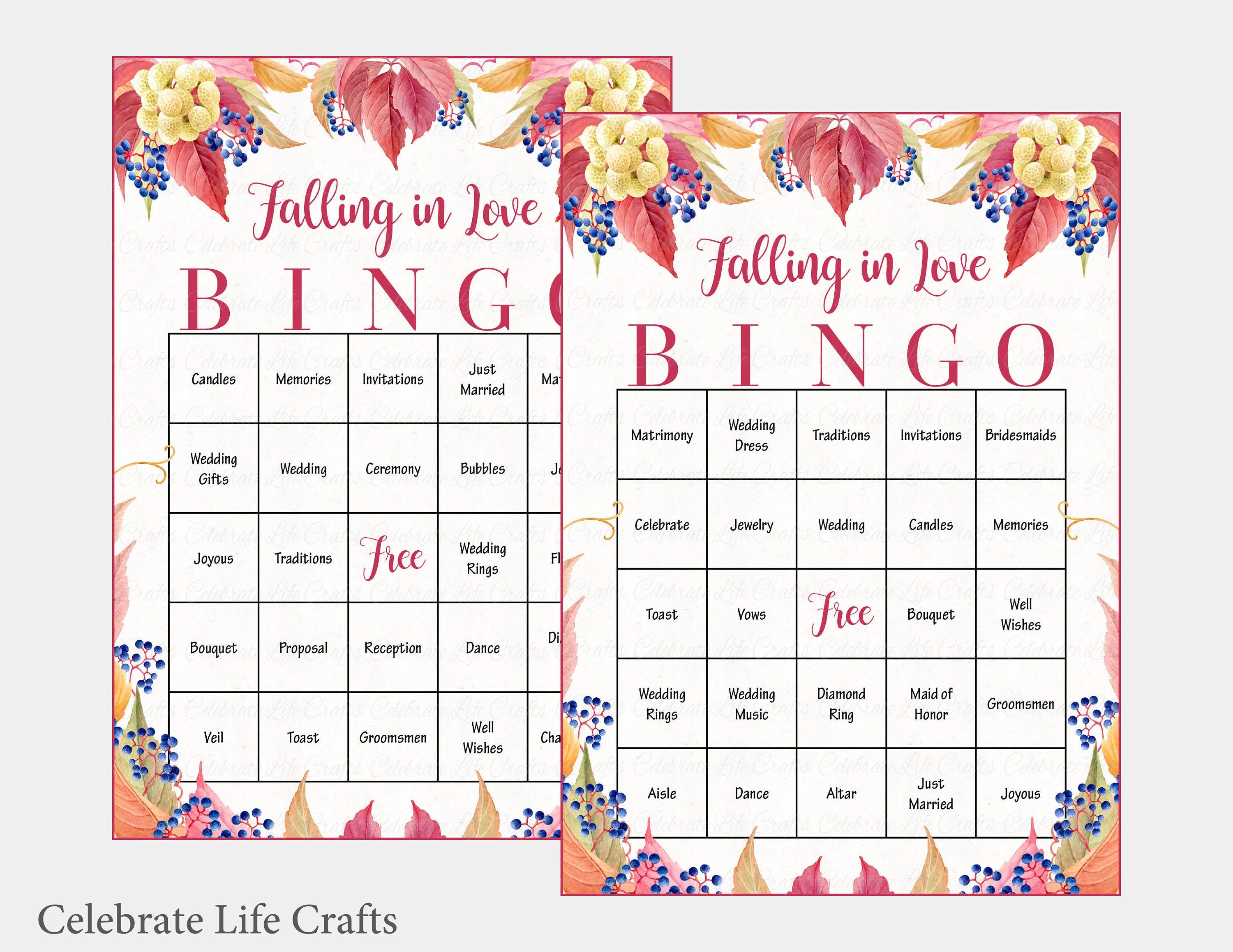 100 Falling In Love Wedding Bingo Cards Fall Bridal Shower | Etsy - Free Printable Bingo Cards 1 100