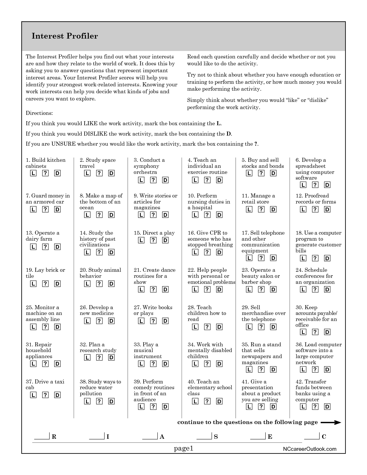 Quiz Printable Personality Test