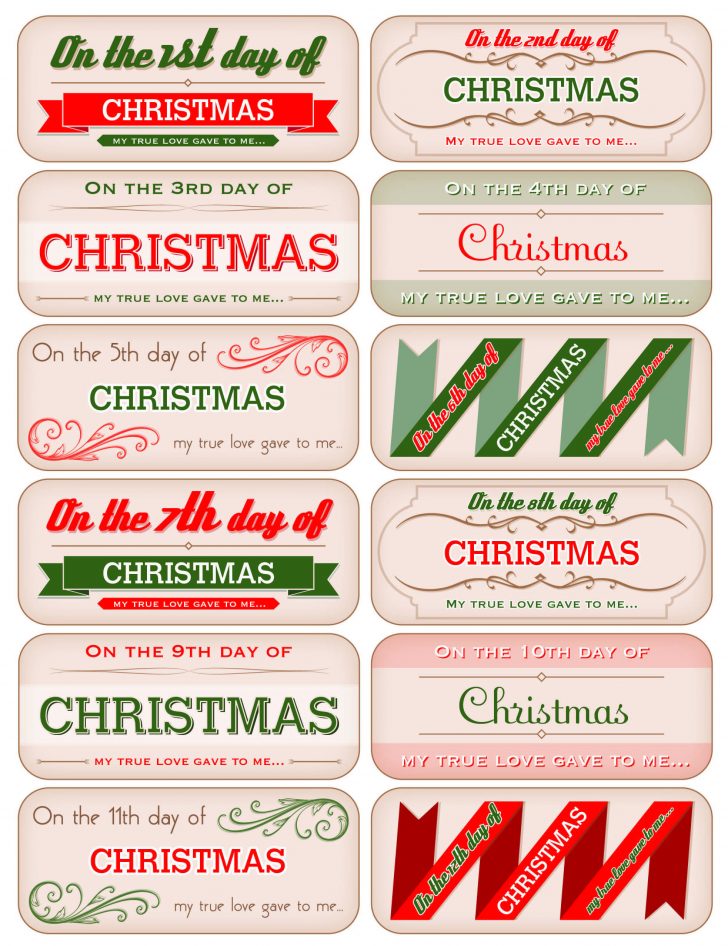 Free Printable 12 Days Of Christmas Gift Tags