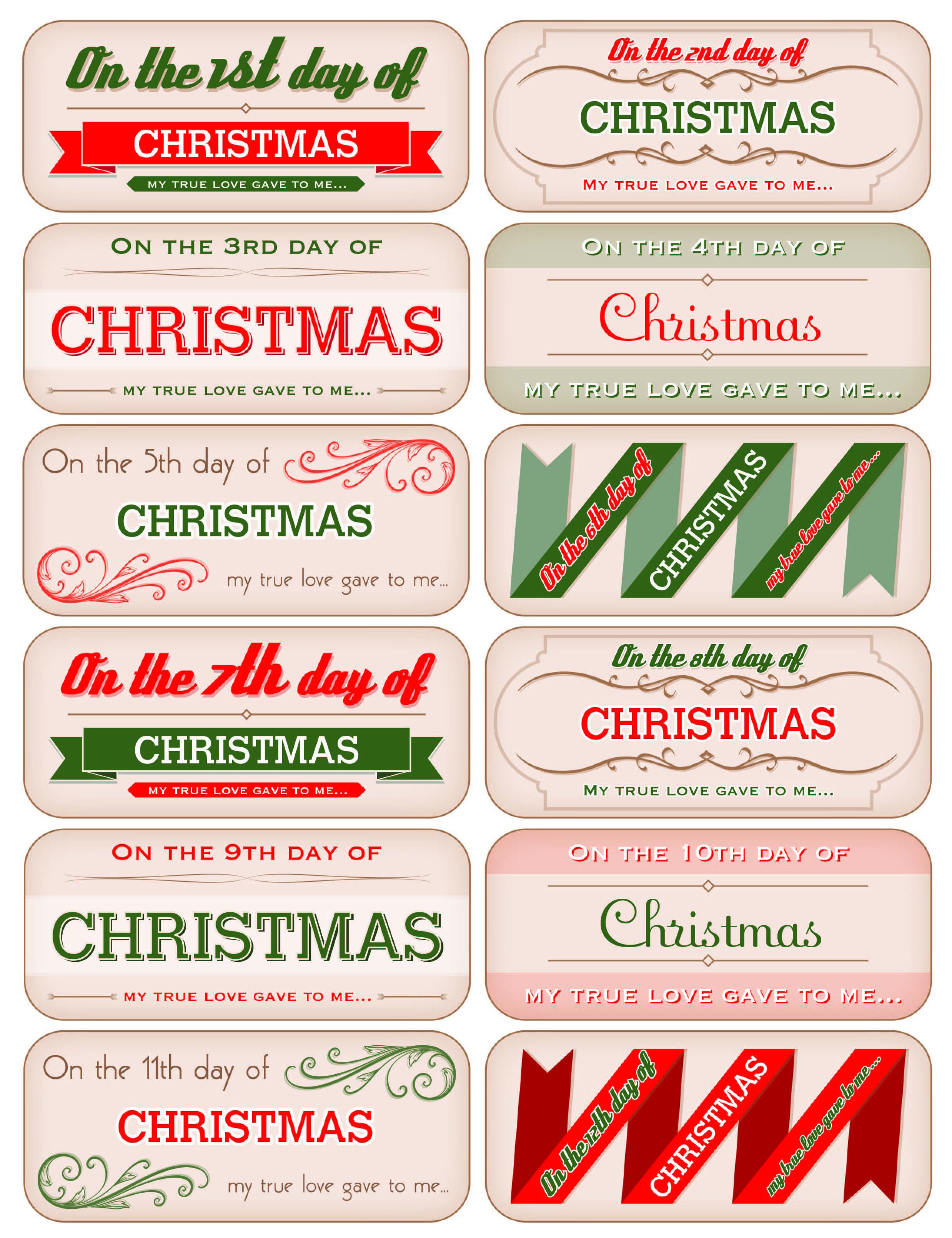 12 Days Of Christmas Tags - Free Download! | Decking The Halls With - Free Printable 12 Days Of Christmas Gift Tags