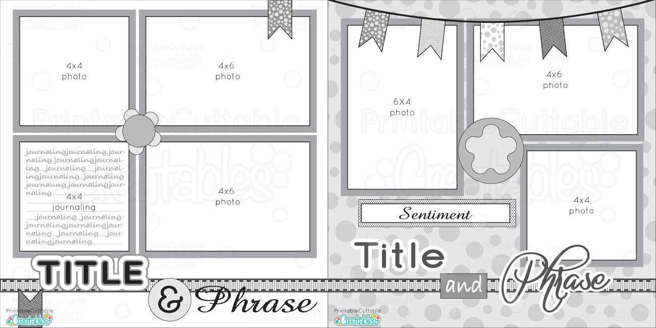 12X12 Two Page Free Printable Scrapbook Layout | Scrapbook Sketches - Free Printable Scrapbook Pages Online