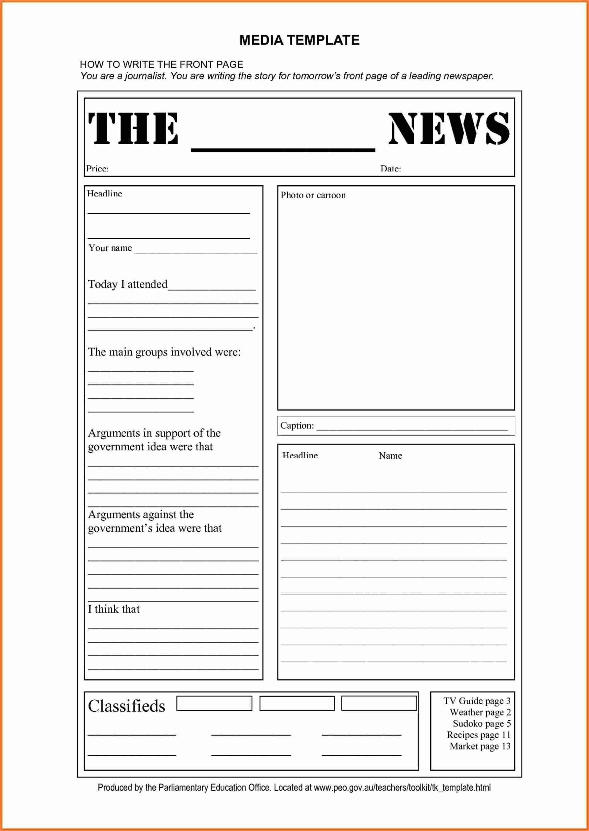 15+ Blank Newspaper Template | Restaurant Receipt - Free Printable Newspaper Templates For Students