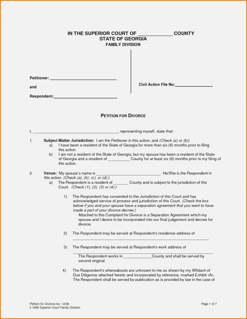 15 Free Uncontested Divorce Forms Document In Ga 15 | Nayvii – Free - Free Printable Uncontested Divorce Forms Georgia