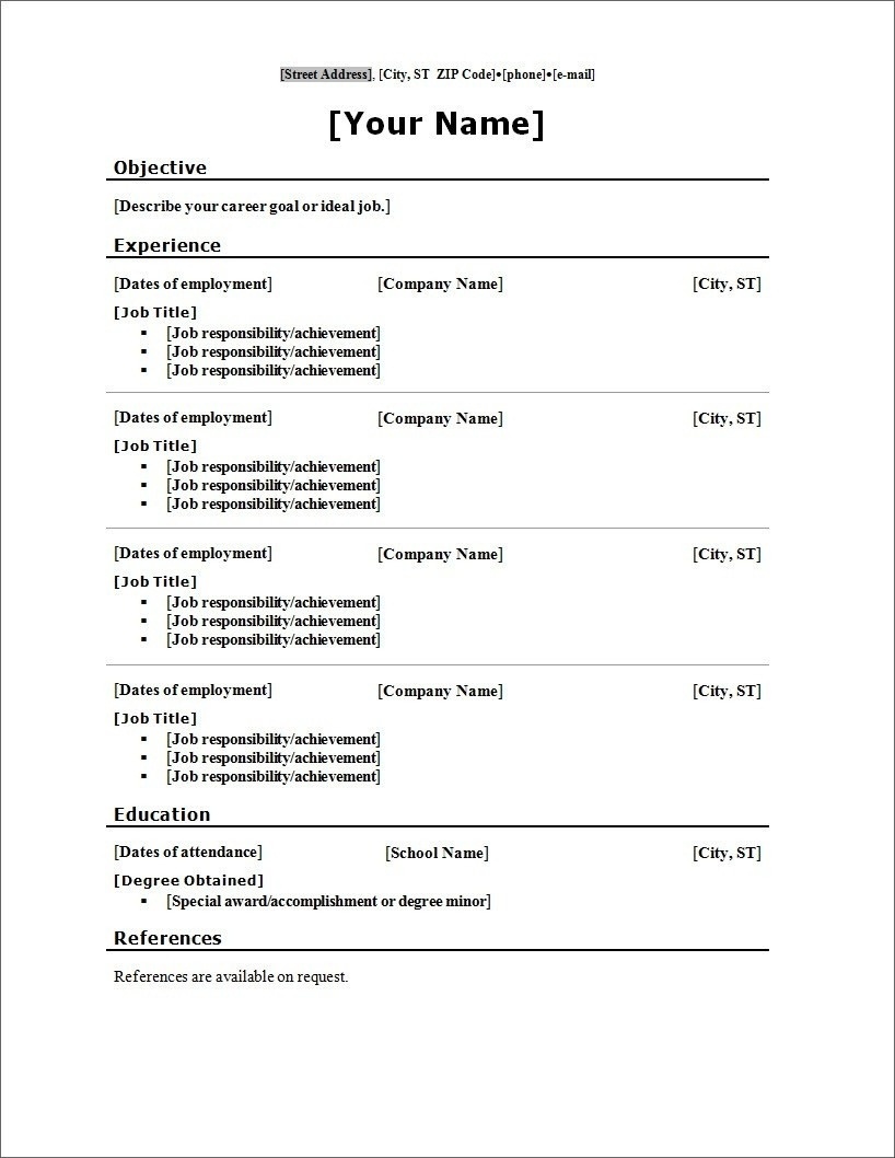 15 Lovely Free Blank Resume Templates For Microsoft Word Printable - Free Printable Blank Resume