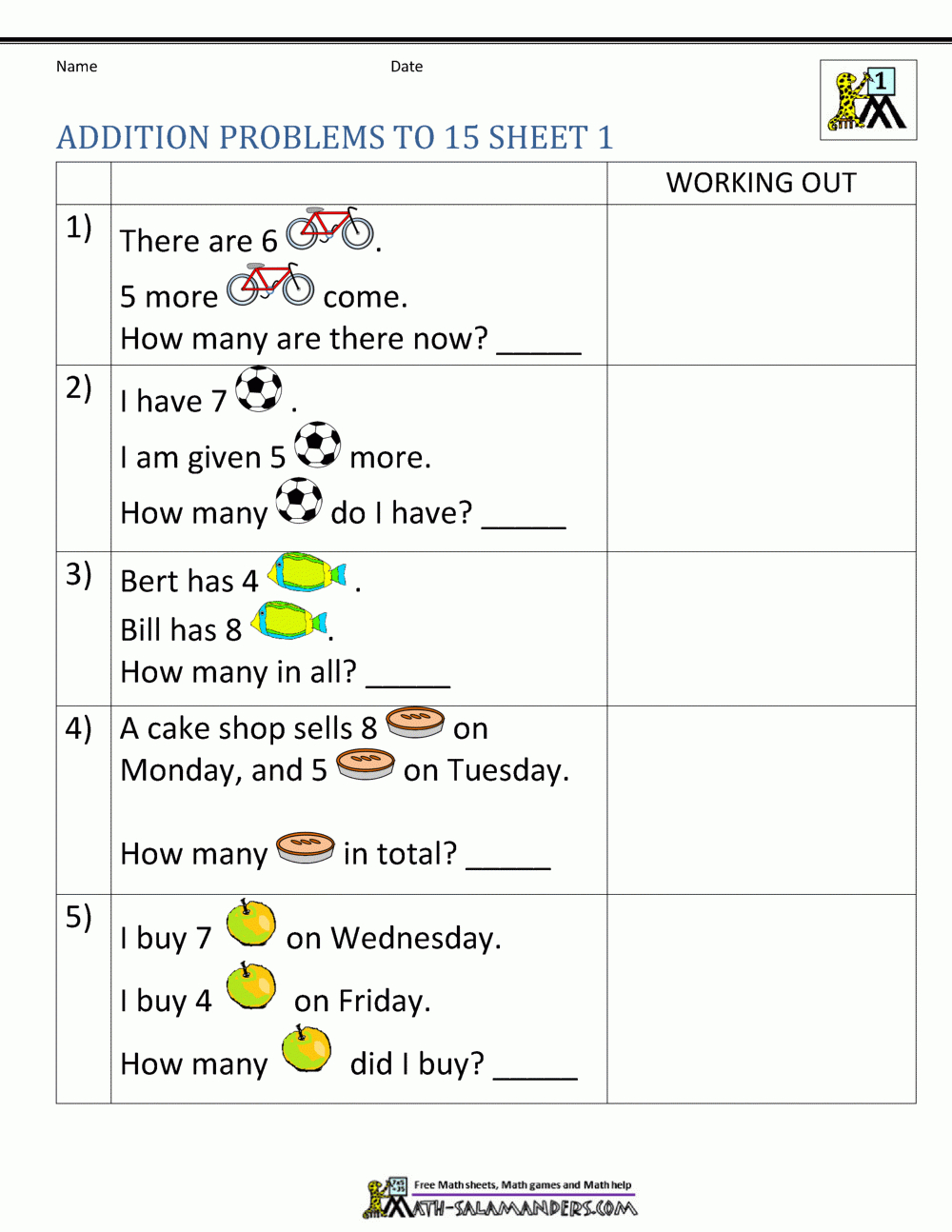 1St Grade Addition Word Problems - Free Printable 1St Grade Math Word Problems