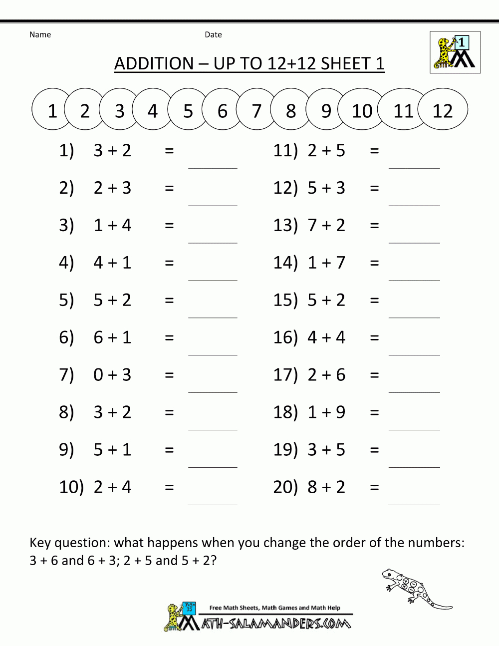 1St-Grade-Math-Worksheets-Mental-Addition-To-12-1.gif 1,000×1,294 - Free Printable Addition And Subtraction Worksheets