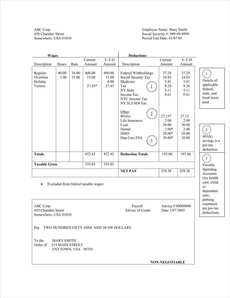 20+ Free Pay Stub Templates - Free Pdf, Doc, Xls Format Download - Free Printable Pay Stubs