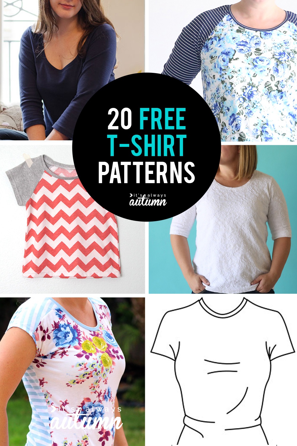 20 Free T-Shirt Patterns You Can Print + Sew At Home - It&amp;#039;s Always - Free Printable Blouse Sewing Patterns