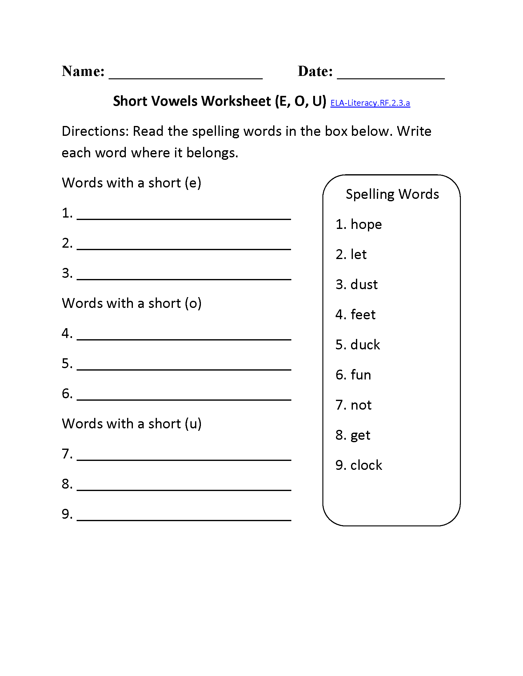 2nd Grade Words Worksheets