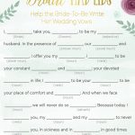 3 Bridal Shower Games + Free Printables | Kate Aspen Blog   Free Printable Wedding Mad Libs