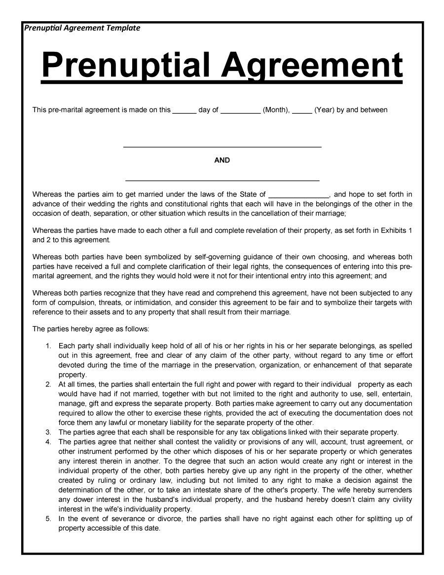 30+ Prenuptial Agreement Samples &amp;amp; Forms ᐅ Template Lab - Free Printable Prenuptial Agreement Form