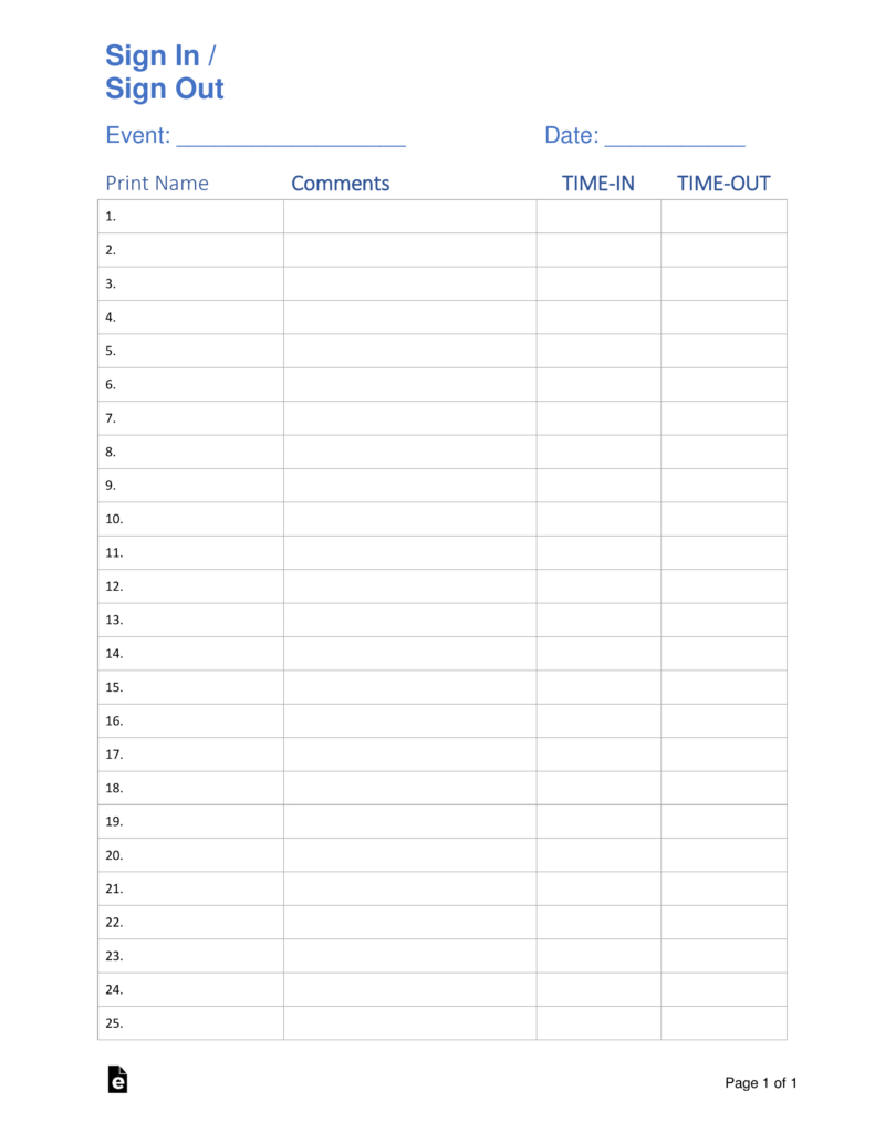30+ Sign In Sheet Template Download - Open House, Meeting &amp;amp; More! - Free Printable Sign In Sheet Template