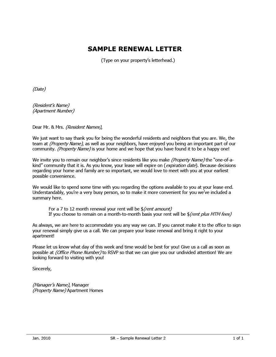 36 Best Lease Renewal Letters &amp;amp; Forms (Word &amp;amp; Pdf) ᐅ Template Lab - Free Printable Rent Increase Letter