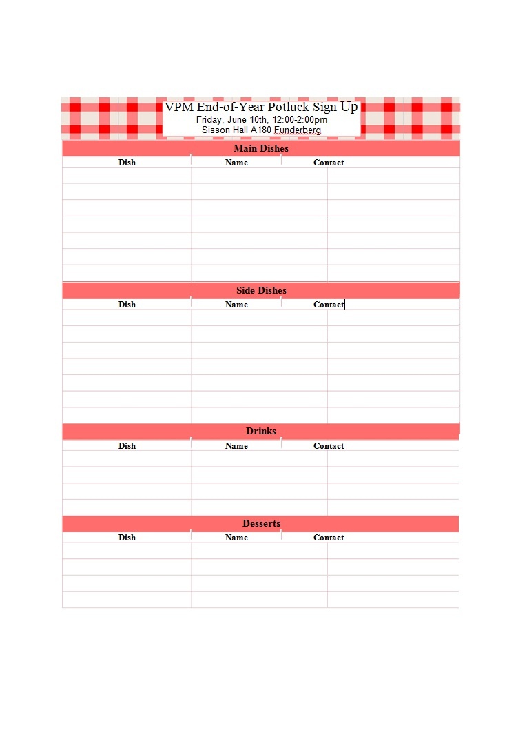38 Best Potluck Sign-Up Sheets (For Any Occasion) ᐅ Template Lab - Free Printable Sign Up Sheets For Potlucks
