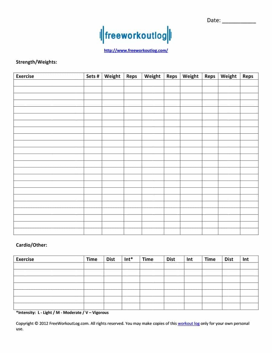 40+ Effective Workout Log &amp;amp; Calendar Templates ᐅ Template Lab - Free Printable Workout Journal