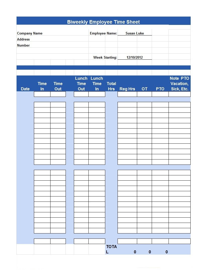 40 Free Timesheet / Time Card Templates ᐅ Template Lab - Free Printable Time Sheets